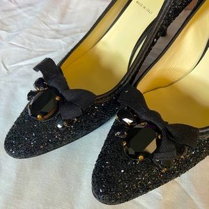 MIU MIU Black Glitter Luxe Dress Heel